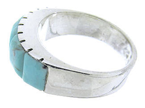 Sterling Silver And Turquoise Inlay Ring Size 5-3/4 Jewelry CW63682